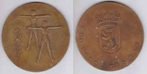 seltene große Bronze Medaille "Der Senat von Berlin" 2 Einchenblätter (160781)