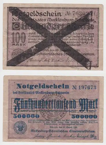 500000 Mark Banknote Freistaat Mecklenburg Schwerin 10.8.1923 (153740)