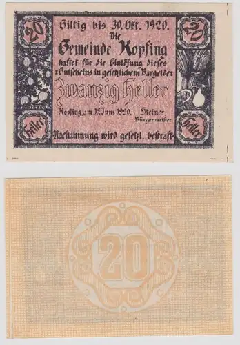 20 Heller Banknote Kopfing 15.06.1920 (133904)