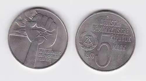 DDR Gedenk Münze 5 Mark internationales Antiapartheidjahr 1978 (122025)