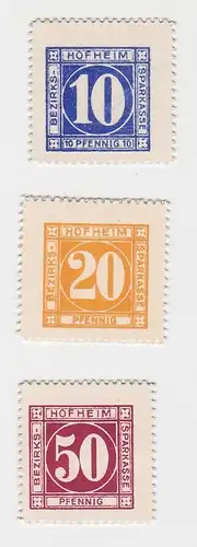 10, 20 & 50 Pfennig Banknoten Notgeld Bezirks-Sparkasse Hofheim (133080)