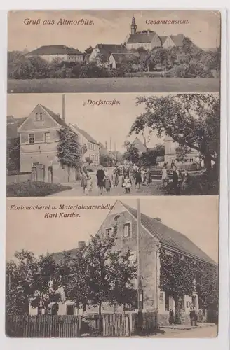 99446 Mehrbild Ak Gruß aus Altmörbitz Korbmacherei, Materialwarenhandlung 1916