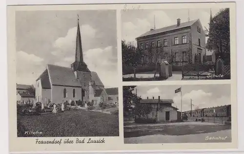 99383 Mehrbild Ak Frauendorf über bad Lausick Kirche, Schule, Bahnhof 1941