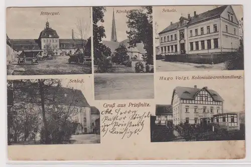 99881 Mehrbild Ak Gruß aus Prießnitz Rittergut, Schule usw. 1913