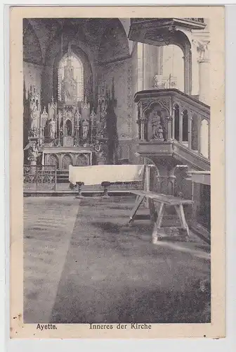 21701 Feldpost Ak Ayette Frankreich Inneres der Kirche 1915