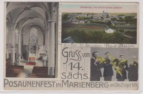 900361 Mehrbild Ak Gruß vom 14.sächs. Posaunenfest in Marienberg 1910