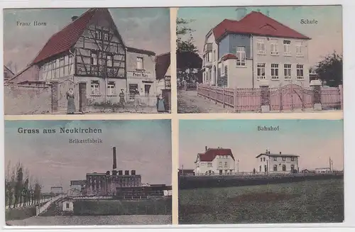 903699 Mehrbild Ak Gruß aus Neukirchen Brikettfabrik, Bahnhof, Schule 1919