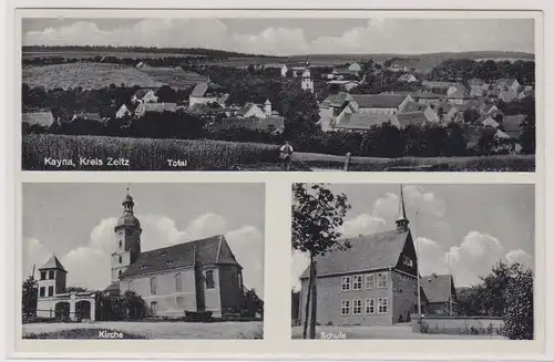904108 Mehrbild Ak Kayna Kreis Zeitz Total, Kirche, Schule 1938