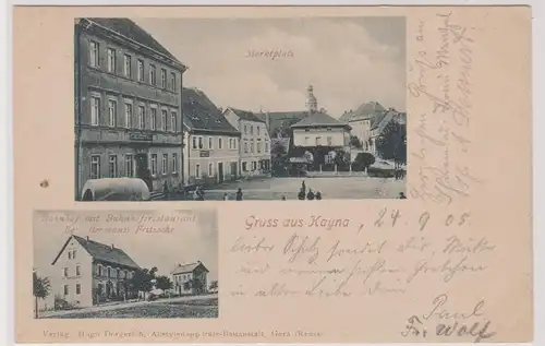904109 Mehrbild Ak Gruß aus Kayna Bahnhof mit Bahnhofsrestaurant 1905