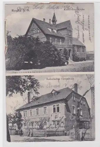904216 Mehrbild Ak Rositz S.-A. Katholische Kirche und Vereinshaus 1922