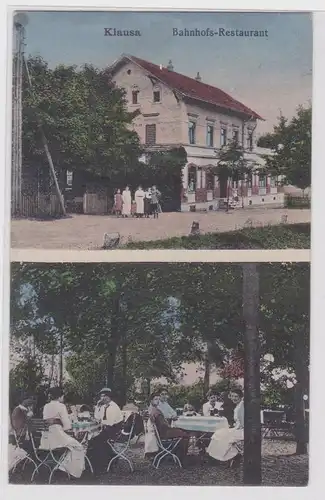 904092 Mehrbild Ak Klausa Bahnhofs-Restaurant 1918