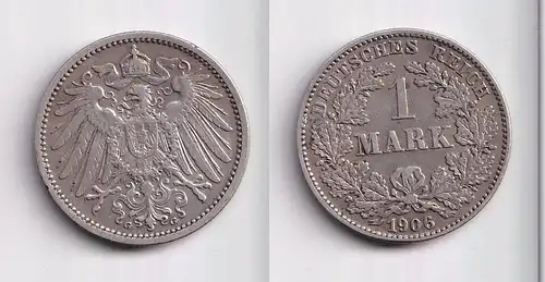 1 Mark Silber Münze Deutschland Kaiserreich 1906 G Jäger Nr.17 (156420)