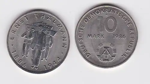 DDR Gedenk Münze 10 Mark Ernst Thälmann 1986 Stempelglanz (104982)