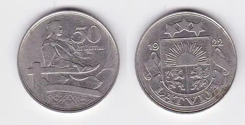 50 Santimi Nickel Münze Lettland 1922 (117155)