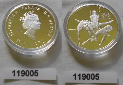 15 Dollar Silbermünze Kanada 100 Jahre Olympische Spiele 1992 (119005)