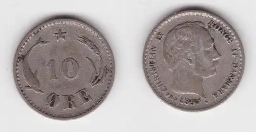 10 Öre Silber Münze Dänemark Delphin 1897 ss (142350)