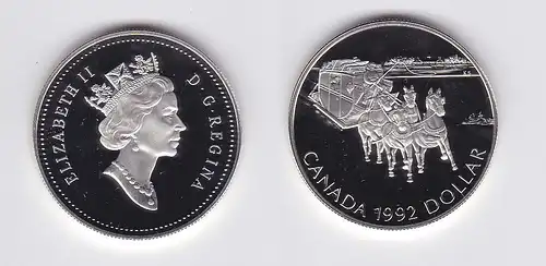 1 Dollar Silbermünze Kanada 175 Jahre Postkutschenverbindung 1992 (118024)