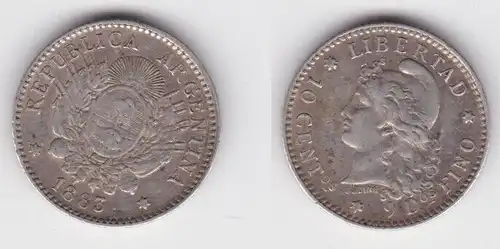 10 Centavos Silber Münze Argentinien 1883 ss+ (143190)