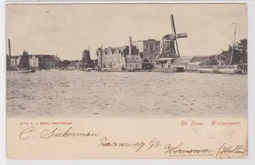 33127 AK De Zaan Wormerveer - Flussansicht mit Windmühle 1903