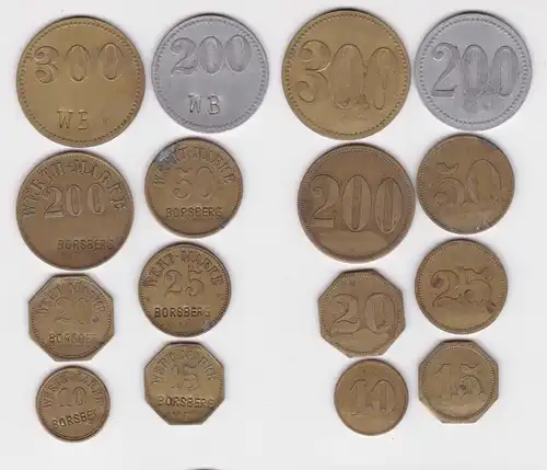 8 seltene Wertmarken Borsberg (Dresden) 10 Pfennig bis 3 Mark um 1920 (150889)