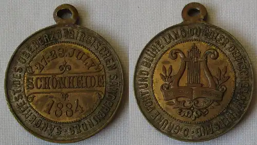 versilberte Medaille Obererzgebirg. Sängerbund Schönheide 1884  (161857)