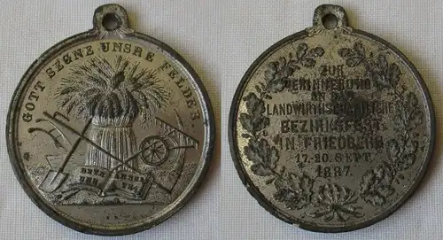 Zinnmedaille Landwirtschaftliches Bezirksfest Friedberg 1887 (161265)