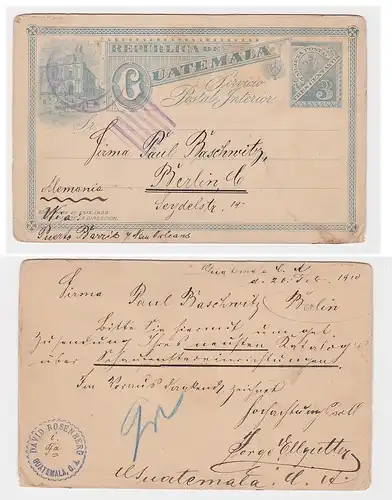 18051 Ganzsachen Postkarte Guatemala Stempel David Rosenberg 1910