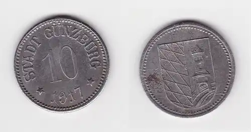 Eisen Münze Notgeld 10 Pfennig Stadt Günzburg 1917 (140540)