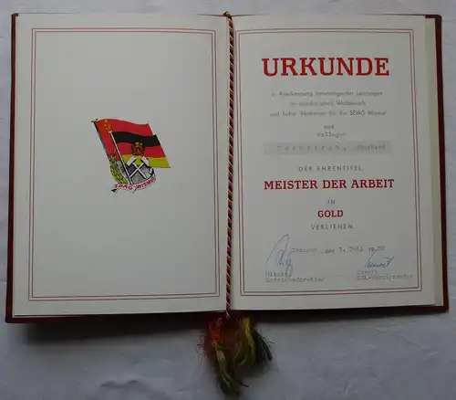 DDR Abzeichen Ehrentitel "Meister der Arbeit" SDAG Wismut Gold 1988 (112004)