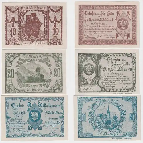 10, 20 und 50 Heller Banknote St. Nikola 1920 (143705)