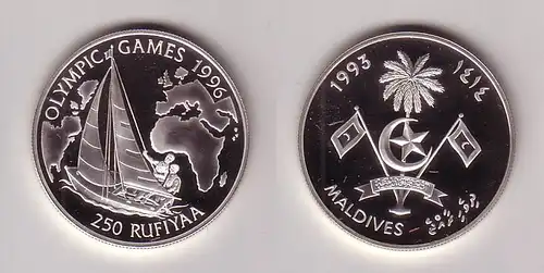 250 Rufiyaa Silbermünze Malediven Olympia Atlanta 1996 Segelregatta 1993(116520)