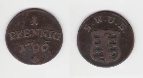 1 Pfennig Kupfer Münze Sachsen-Weimar-Eisenach 1796 ss (151034)