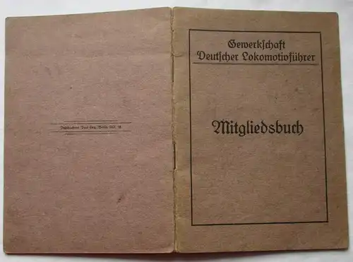 Mitgliedsbuch Gewerkschaft Deutscher Lokomotivführer 1933 (109860)