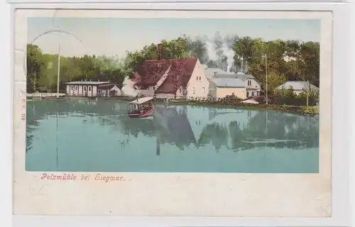 905948 Ak Pelzmühle bei Siegmar mit Dampfer auf Teich 1900