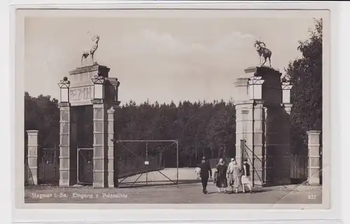 905688 Ak Siegmar in Sachsen Eingang zur Pelzmühle 1932