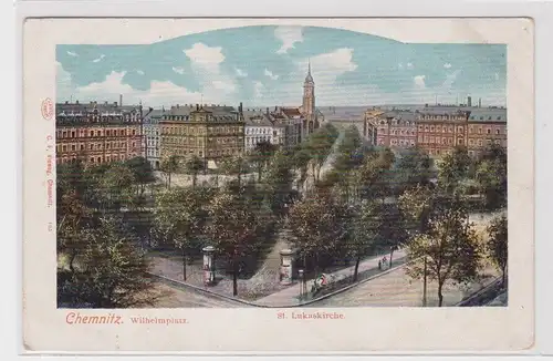 906132 Ak Chemnitz Wilhelmplatz mit St.Lukaskirche um 1900