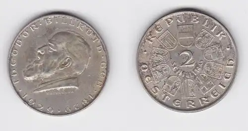2 Schilling Silber Münze Österreich Theodor Billroth 1929 (155254)