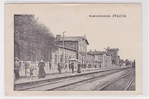 50827 Feldpost Ak Noworadomsk Radomsko Bahnhof Stacya 1916