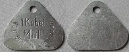 Aluminium DDR Wertmarke VEB DLK Haldensleben 1 Kübel Müll  (138459)