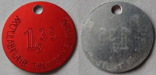 Aluminium Müllmarke DDR Müllabfuhr Teutschenthal rot 1,35 (138415)