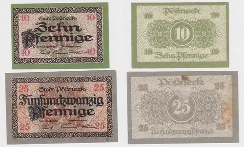 10 und 25 Pfennig Banknoten Notgeld Stadt Pößneck o.D. (162554)