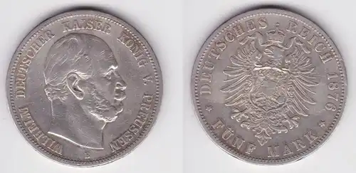 5 Mark Silbermünze Preussen Wilhelm I 1876 B Jäger 97 ss (162106)