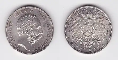 2 Mark Silbermünze Sachsen König Albert auf den Tod 1902 Jäger 127 vz+ (162745)