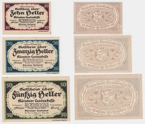 10, 20 und 50 Heller Banknote Kärntner Landeskasse (144366)