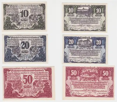 10, 20 und 50 Heller Banknote Lambach (145013)