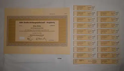 50 Mark Aktie NAK Stoffe AG Augsburg Juni 1989 (127890)