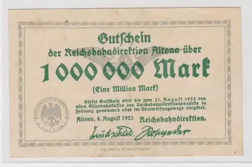 1 Million Mark Banknote Reichsbahndirektion Altona 8.8.1923 (137779)