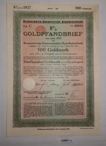500 Goldmark Pfandbrief Braunschweig-Hannoversche Hypothekenbank 1927 (128061)