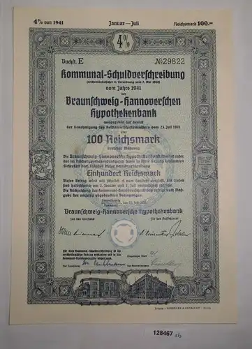 100 RM Schuldverschreibung Braunschweig-Hannoversche Hypothekenbank 1936 /128467