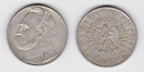 10 Zloty Silber Münze Polen Josef Pilsudski 1935 (123795)